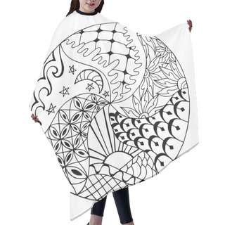 Personality  Hand Drawn Zentangle Round Ornament Hair Cutting Cape