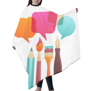 Personality  Art And Writing Tools With Speech Bubles Hair Cutting Cape