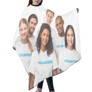 Personality  Multiethnic Group Of Volunteers Hair Cutting Cape
