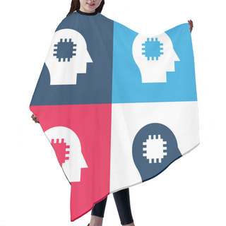 Personality  Brain Blue And Red Four Color Minimal Icon Set Hair Cutting Cape