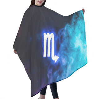 Personality  Blue Illuminated Scorpio Zodiac Sign With Colorful Smoke On Background Hair Cutting Cape