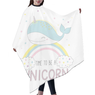Personality  Unicorn Whale On A Rainbow Hair Cutting Cape