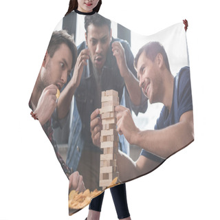 Personality  Young People Playing Jenga Game Hair Cutting Cape