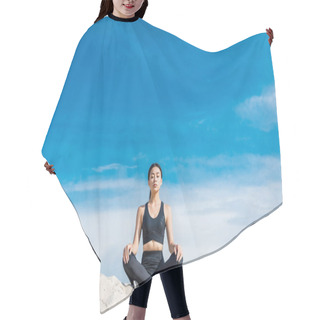 Personality  Woman Meditating In Lotus Pose Hair Cutting Cape