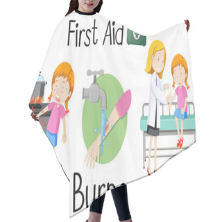 Personality  A Girl With Burn Arm First Aid Illustration Hair Cutting Cape