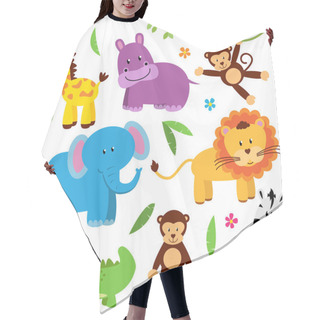 Personality  Cute Vector Set Of Zoo Animals Hair Cutting Cape
