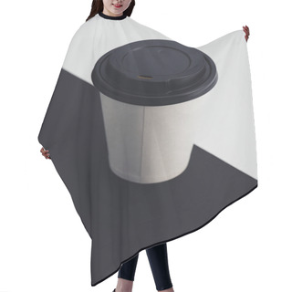 Personality  White Paper Cup On Black And White Divided Background Hair Cutting Cape