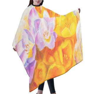 Personality  Blooming Spring Bouquet Of Flowers Painted On Canvas Hair Cutting Cape
