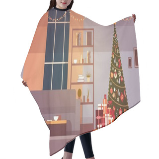 Personality  Modern Living Room With Winter Holidays Decorations Christmas Tree And Garlands Home Interior Hair Cutting Cape