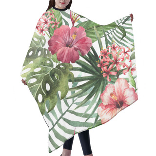 Personality  Pattern Orchid Hibiscus Leaves Watercolor Tropics Hair Cutting Cape