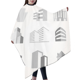 Personality  Vector City Buildings Silhouette Icons Hair Cutting Cape