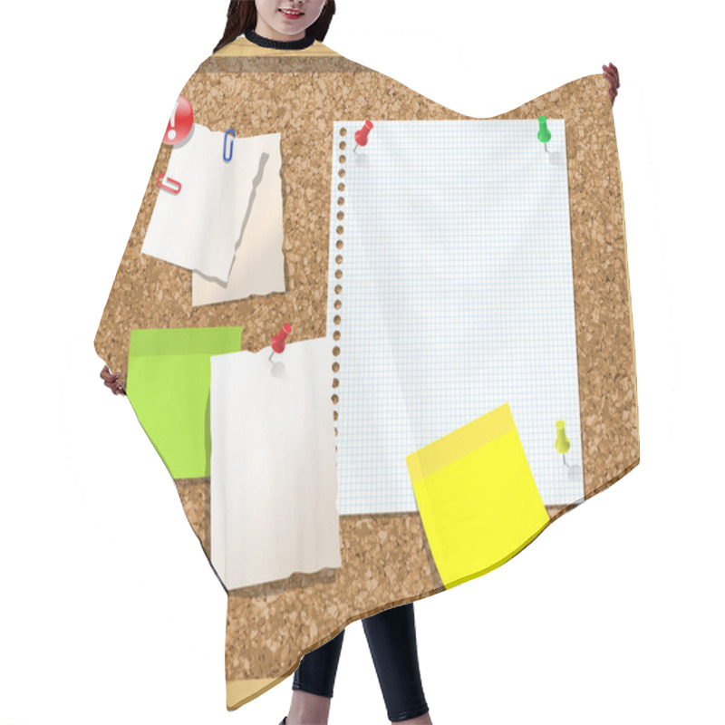Personality  Corkboard with paper notes, memo stickers. Vector Illustration hair cutting cape