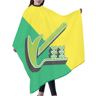 Personality  Agriculture Green And Yellow Modern 3d Vector Icon Logo Hair Cutting Cape
