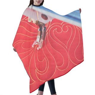 Personality  Process Quilting With An Electric Sewing Machine By Using A Free-motion Technique Hair Cutting Cape