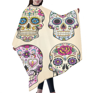 Personality  Day Of The Dead Vector Illustration Set Hair Cutting Cape