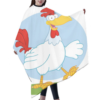 Personality  Happy White Rooster Walking And Waving Hair Cutting Cape