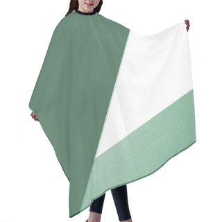 Personality  Plain Vs Textured Dark Deep Shades Of Green Blue And White Color Papers Intersecting To Form A Triangle Shape For Cover Design Hair Cutting Cape
