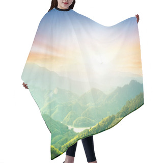 Personality  Forest On The Mountain Light Fall On Clearing On Mountains At Sunset Sky Background Hair Cutting Cape