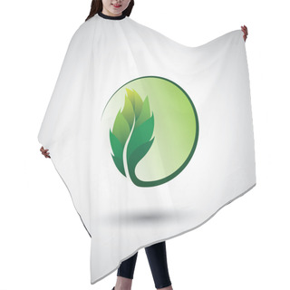 Personality  Green Leaf Icon & Circle - Eco Concept Vector. Hair Cutting Cape