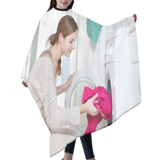 Personality  Housework: Young Woman Doing Laundry Hair Cutting Cape