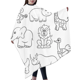 Personality  Cute Outlined Zoo Animals Collection. Vector Illustration. Hair Cutting Cape