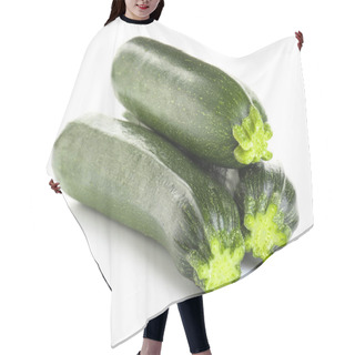 Personality  Fresh Zucchini Squashes On White Background Hair Cutting Cape