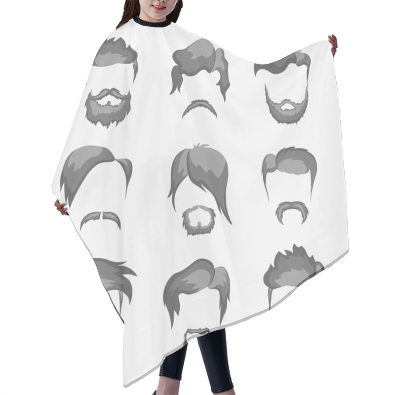 Personality  mustache, beard and hairstyle hipster hair cutting cape