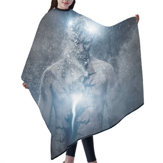Personality  Man With Conceptual Spiritual Body Art Hair Cutting Cape