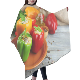 Personality  Composition With Stuffed Peppers Hair Cutting Cape