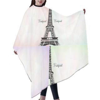 Personality  Vector Card With Eiffel Tower Hair Cutting Cape