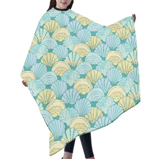 Personality  Seamless Pattern With Hand Drawn Shells, Sands And Waves On For Surface Design And Other Design Projects. Summer And Beach Concept Hair Cutting Cape