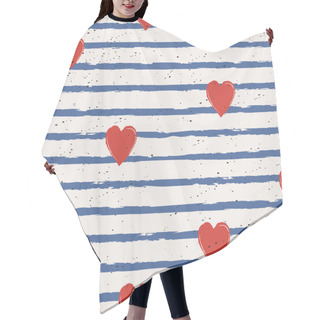 Personality  Seamless Stripes Pattern With Hearts Hair Cutting Cape