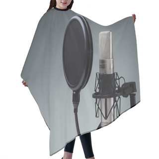 Personality  Studio Microphone And Pop Shield On Mic Hair Cutting Cape