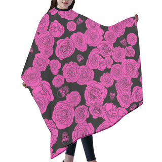Personality  Roses Bloom Heads With Skulls Pattern Hair Cutting Cape