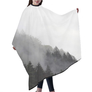 Personality  Foggy Clouds Rising From Dark Alpine Mountain Forest Hair Cutting Cape
