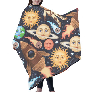 Personality  Seamless Space Objects Hair Cutting Cape