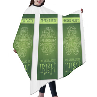 Personality  Three Flyers For St. Patricks Day. Hair Cutting Cape