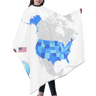 Personality  USA High Detail Blue Map Set Hair Cutting Cape