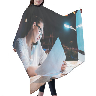 Personality  Businesswoman Working Late In Office  Hair Cutting Cape