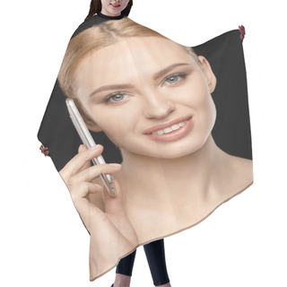 Personality  Woman Talking On Smartphone Hair Cutting Cape