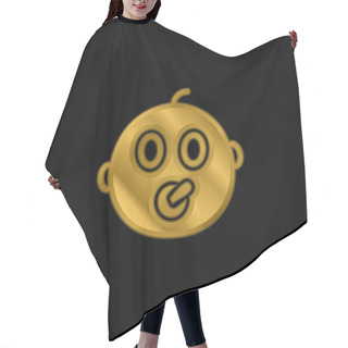 Personality  Baby Gold Plated Metalic Icon Or Logo Vector Hair Cutting Cape