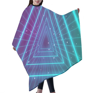 Personality  Retro 1980s Synthwave Glowing Neon Lights Triangle Tunnel  Hair Cutting Cape