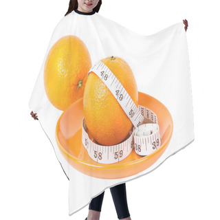 Personality  Oranges Fruits With Measurement Tape On Orange Plate Hair Cutting Cape