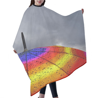 Personality  Colorful Umbrella Top With Raindrops And Heavy Clouds Hair Cutting Cape