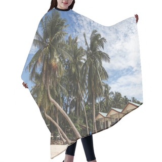 Personality  Beautiful Palm Trees With Shacks On Tropical Beach Hair Cutting Cape