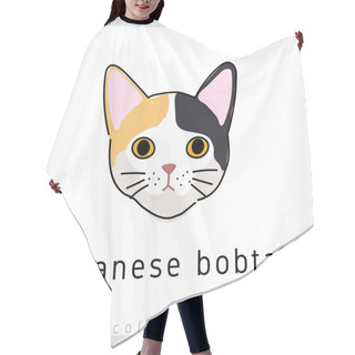 Personality  Japanese Bobtail Cat Vector Illustration  Hair Cutting Cape