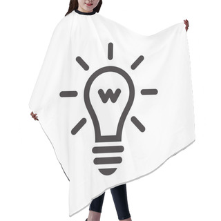 Personality  Lightbulb - Black Icon On White Background Vector Illustration For Website, Mobile Application, Presentation, Infographic. Electric Lamp Concept Sign Design. Power Energy. Hair Cutting Cape