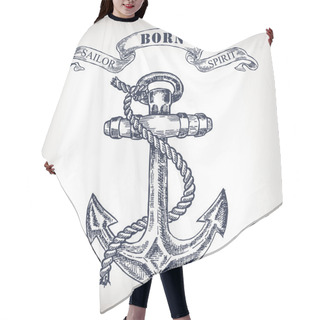 Personality  Vintage Anchor And Ribbon. Vector Hair Cutting Cape