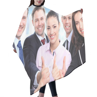 Personality  Successful Young Business Showing Thumbs Up Sign Hair Cutting Cape