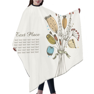 Personality  Cute Hand Drawn Grunge Banner With Wild Flowers And Place For Your Text. Can Be Print On Cards, Arts, Invitations, Cups, Bags, Notebooks. Autumn Country Background Hair Cutting Cape